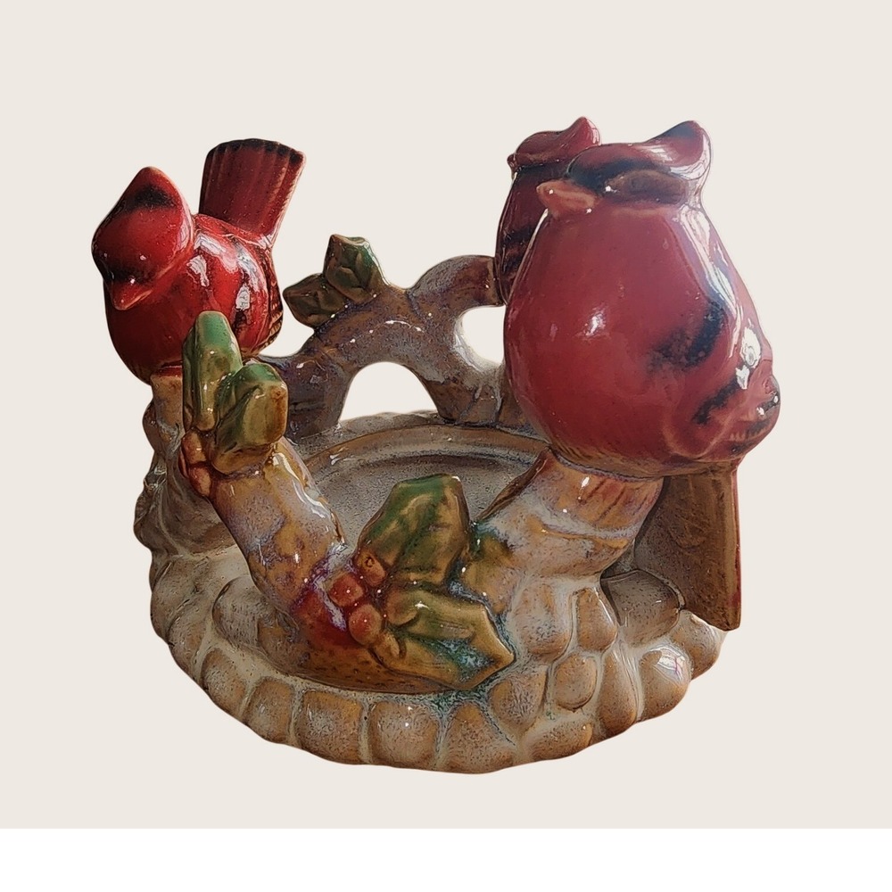 Three Cardinal Ceramic Candle Holder